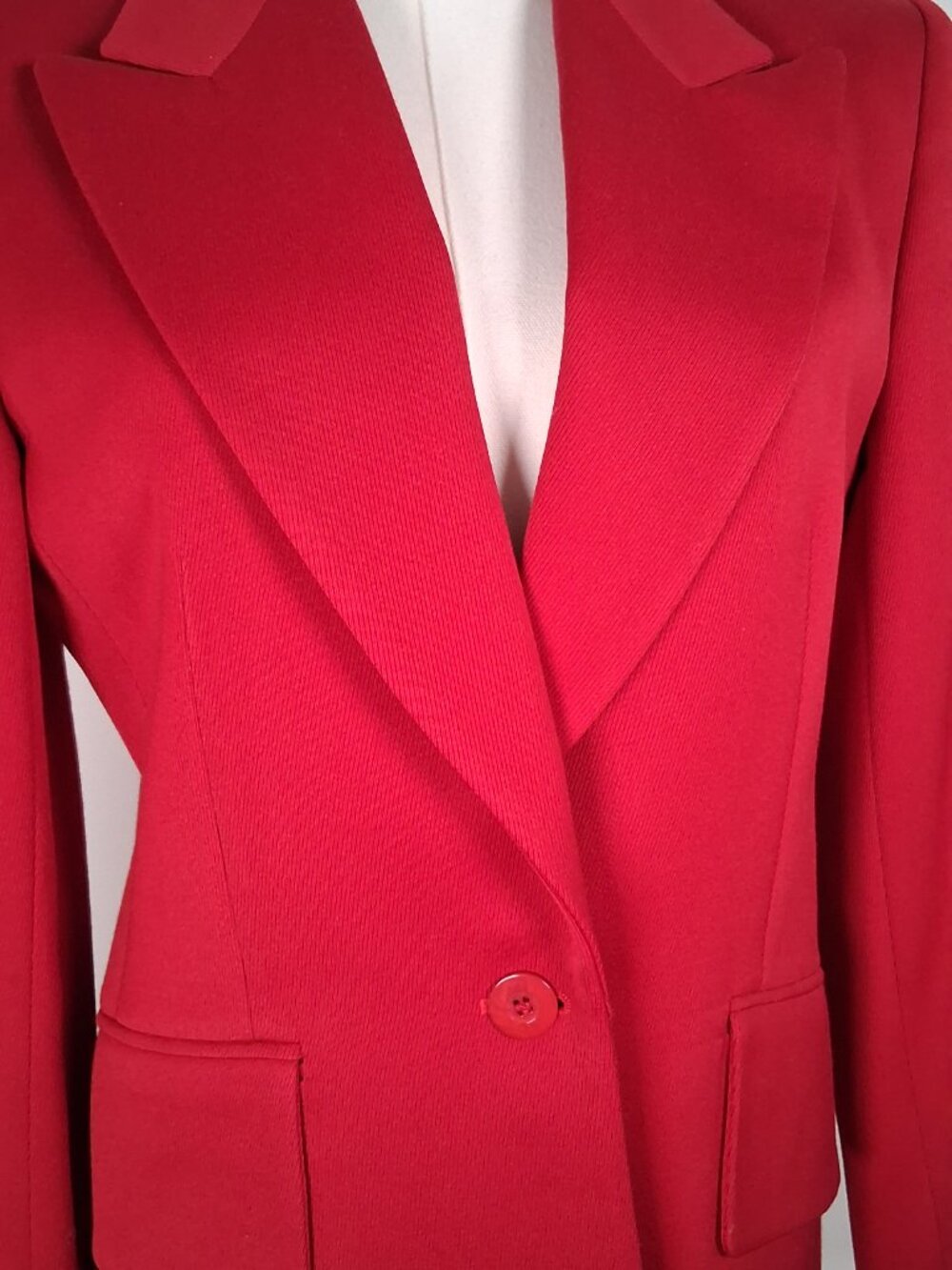 Vintage Isaac Mizrahi Wool Crimson Blazer size US 8 - Picture 5 of 8